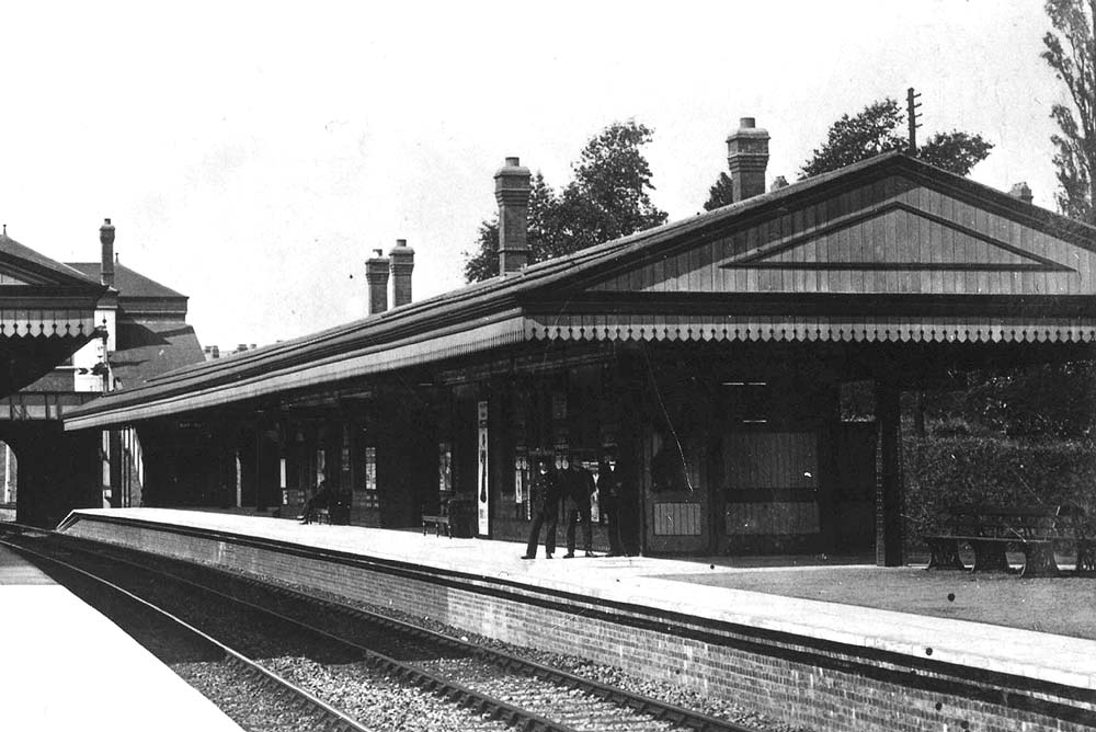 Close up showing the new road bridge station structure built at the time of quadrupling which included the booking office and footbridge to both platforms