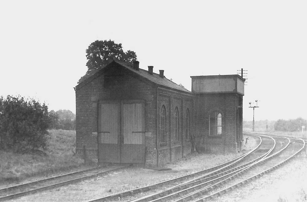 View looking towards the junction with the Midland Railway's line whilst on the left the single road shed can be seen