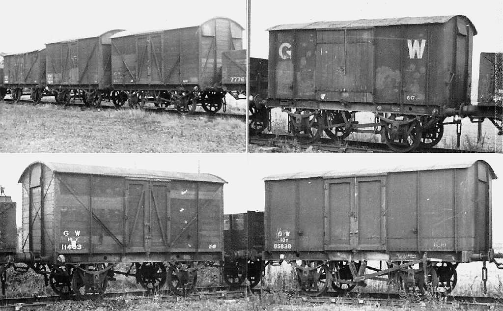 Composite photograph of various surplus GWR wagons stored at Bearley station
