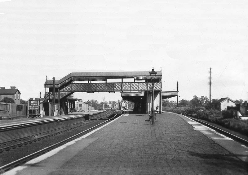 A general view of station looking towards Warwick taken in about 1933 with the main station facilities on the up platform on the left