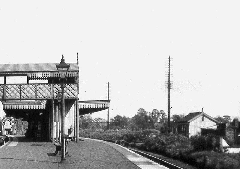 Close up showing the down island platform and the reasonably extensive passenger facilities for a small country junction station