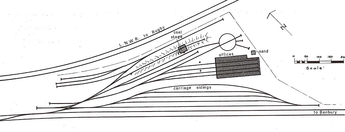Leamington Shed: A schematic plan showing the layout of Leamington shed
