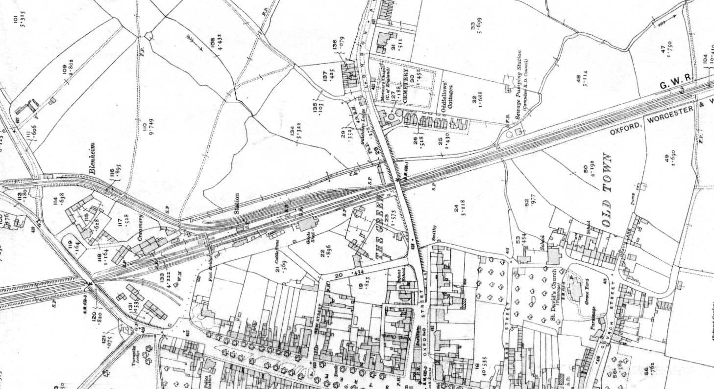 MoretoninMarsh Station A large scale view of the 1918 OS map showing