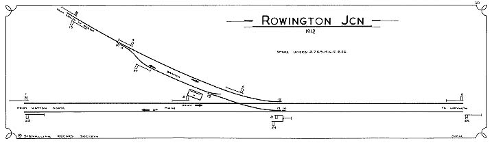 A low resolution version ofthe Signalling Diagram for Rowington Junction Signal Box in 1912