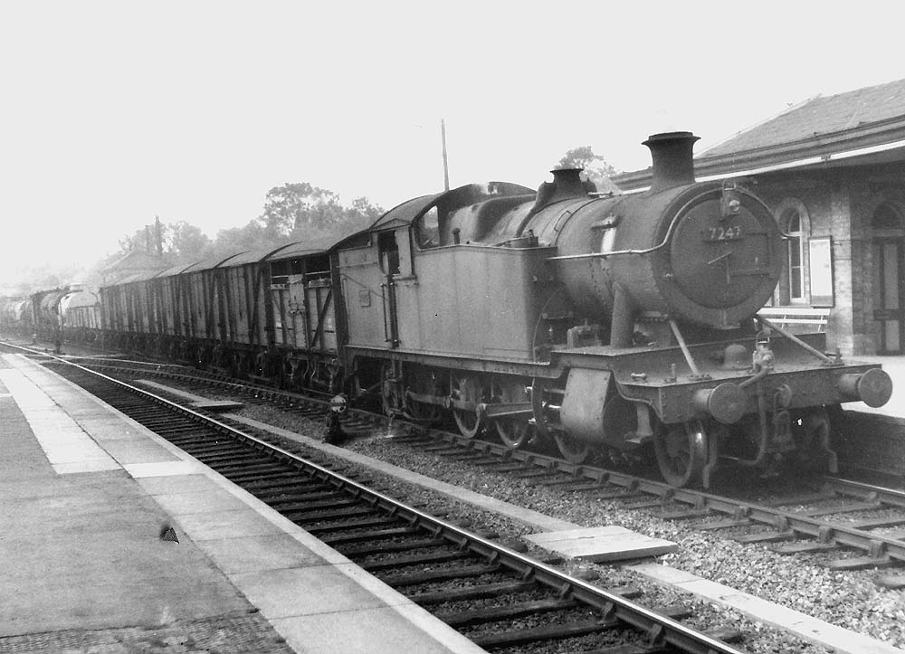 GWR Class 72xx 2-8-2T No 7247 is seen heading south with a F head code on a mixed freight in 1957