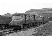 Ex-GWR Railcars No 13 and No 17 are seen in dirty condition alongside Tyseley shed in March 1960