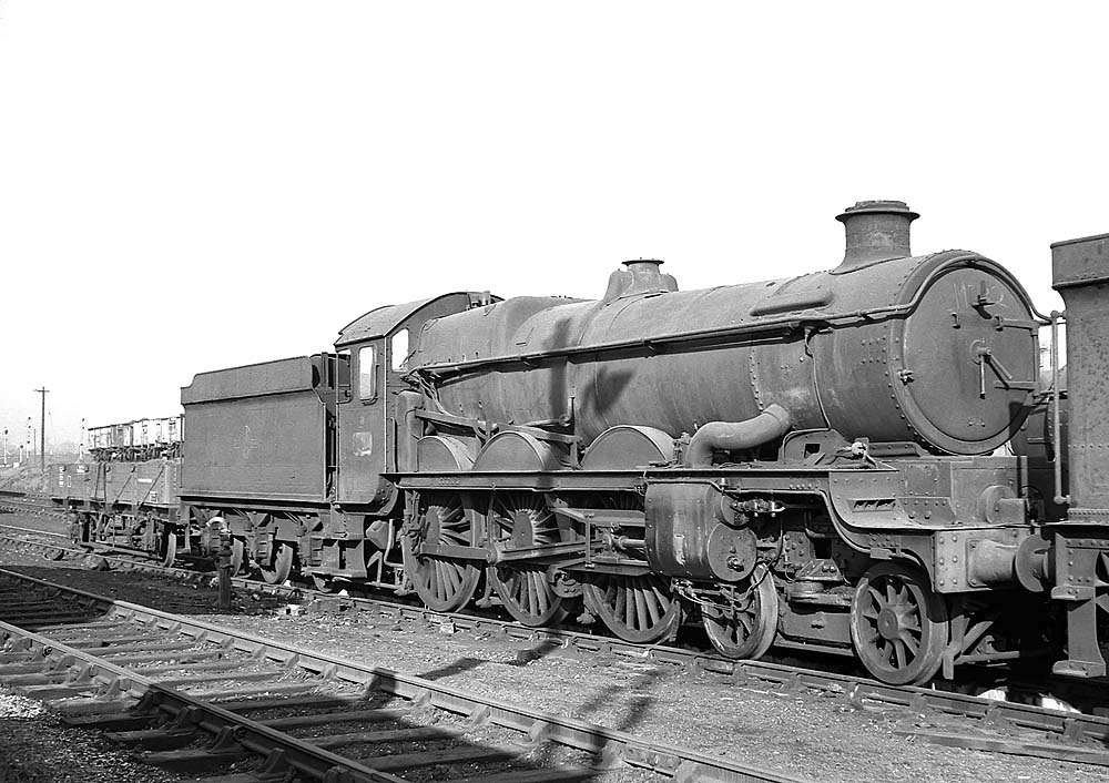 British Railways built 4-6-0 Castle Class No 7026 'Tenby Castle' stands on the scrap line at Tyseley on 31st January 1965