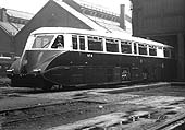 GWR Railcar No 4 is seen standing outside on one of the entrance roads of Tyseley shed in 1934