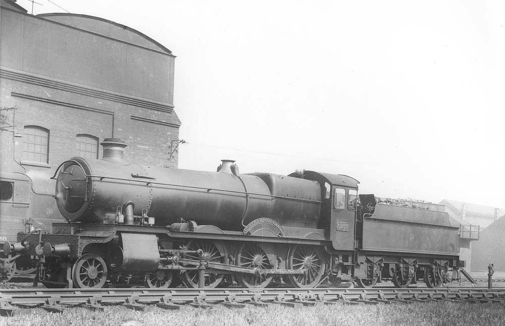 GWR 4-6-0 Grange class No 6853 'Morehampton Grange' is seen on one of the access roads to one of Tyseley's Roundhouses