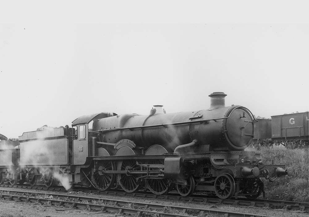 GWR 4-6-0 Castle class No 111 'Viscount Churchill' is seen standing in steam just after being coaled and watered