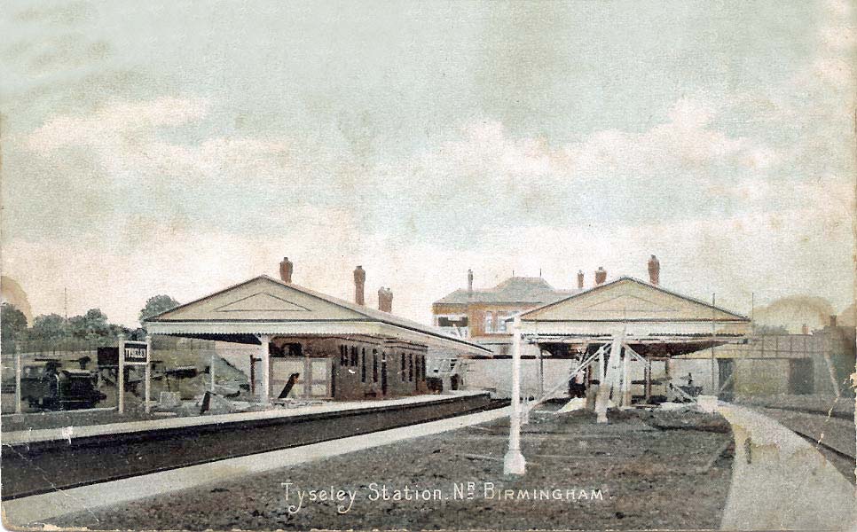 A 1906 coloured Postcard showing the station being built prior to its opening in October of that year