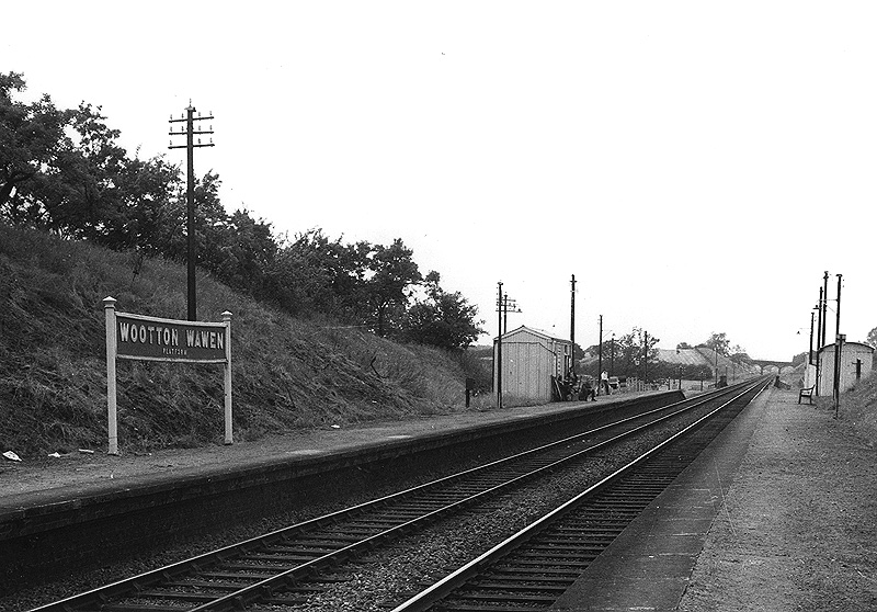 Looking towards Birmingham in the early 1960s showing the original 1908 waiting room still in existence on the up platform