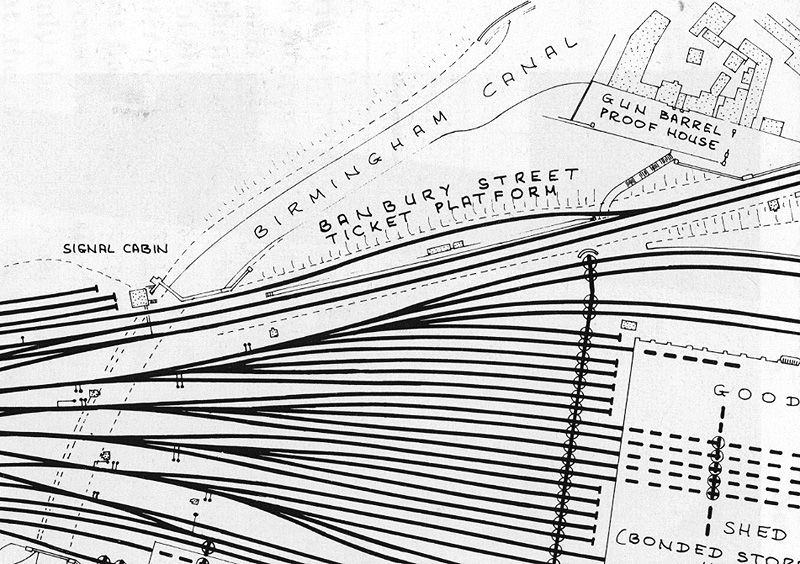 Plan showing the location of Banbury Street Ticket Platform adjacent to Curzon Street Goods Station