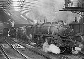 British Railways built 5MT 4-6-0 No 44659 prepares to depart Platform 7 on 4 25pm relief service to Sheffield Midland
