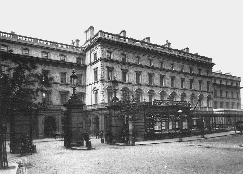 View of the Queen's & North Western Hotel viewed from Stephenson Place showing the General Enquiry Offices at the front by the main entrance