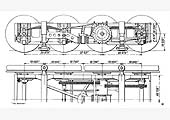 Plan and elevation of the power bogie fitted by Michelin to the Coventry Pneumatic Rail Cars