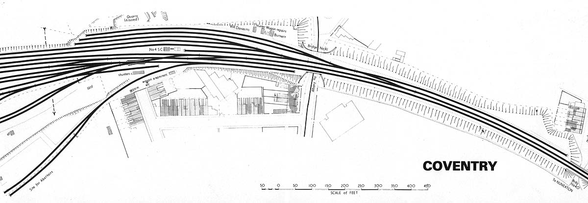 Part of the Ordnance Survey map showing the entrance to the goods yard off the Nuneaton branch