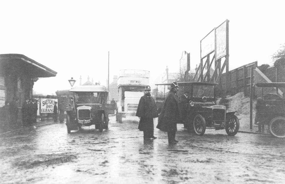 Looking along the private road towards Warwick Road and the original 1838 station with the parcel office on the left