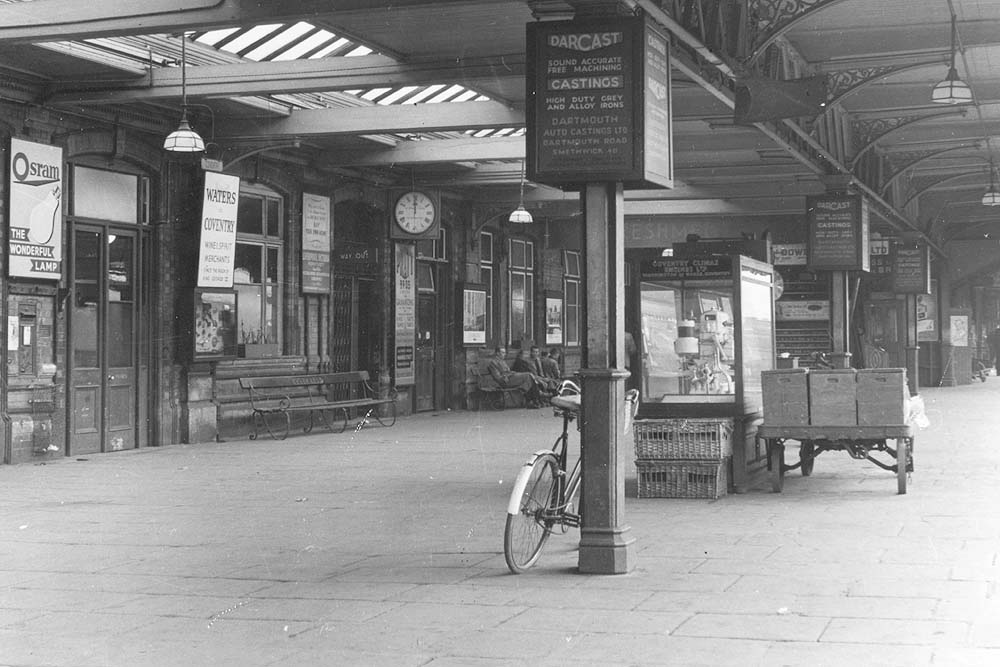 Another view of Coventry station's concourse on the up platform with the Refreshment Room to the right of the exit
