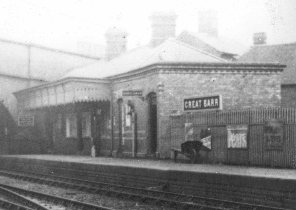 Close up showing the original Great Barr station's brick built building erected on the old down platform