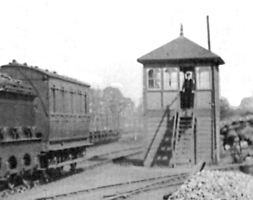 Close up showing the Midland Railway Signal Box located in the vee of the two lines to Whitacre