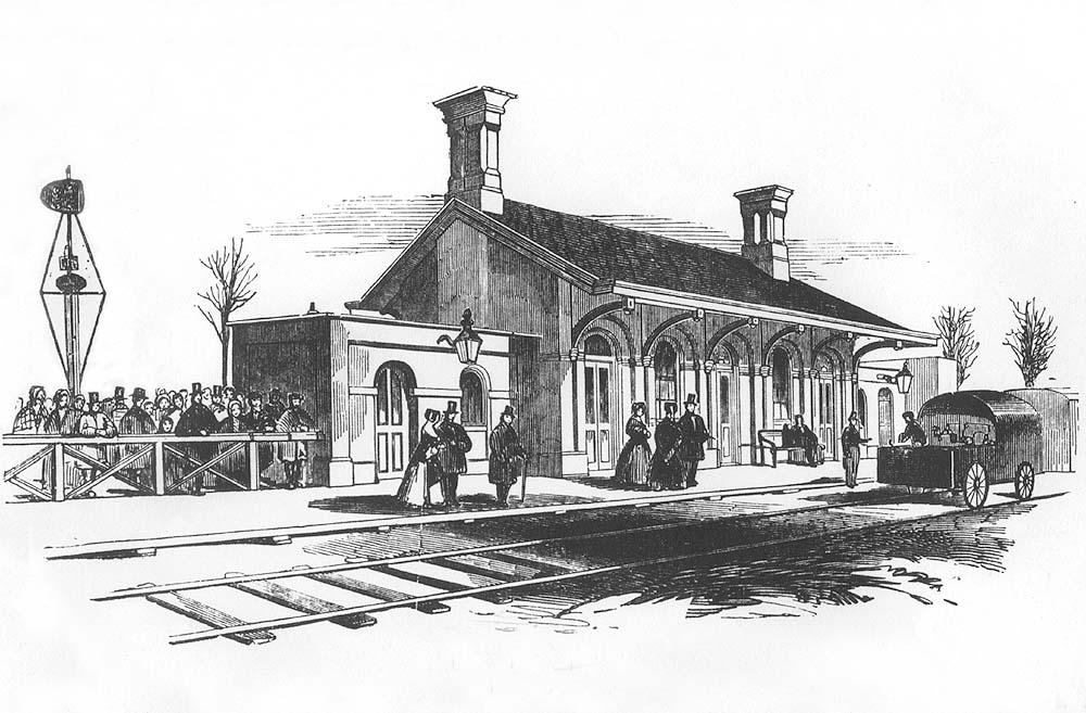 View of the original Kenilworth station with single platform being opened on Monday 9th December 1844 a few months after it had been built