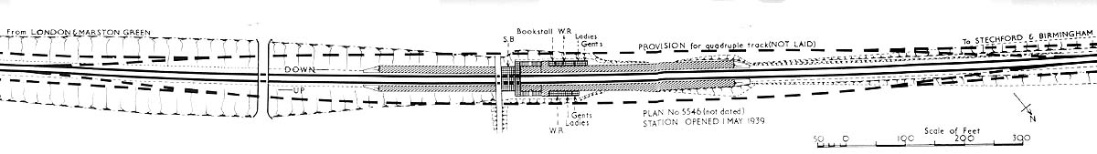 Layout of the station as opened on 1st May 1939 with Coventry to the left and Birmingham to the right