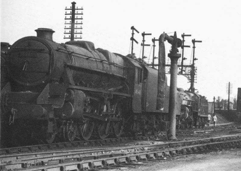 Close up showing ex-LMS 4-6-0 5MT No 45343 as it makes its way out of Nuneaton shed ready to commence another working