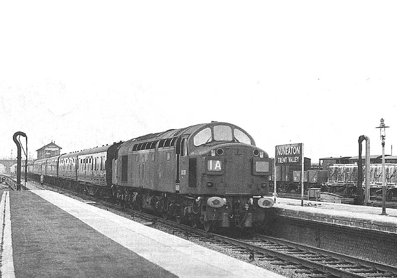 English Electric Type 4 D330 heads the 12:50 Bangor to Euston express through Nuneaton on 11th March 1961
