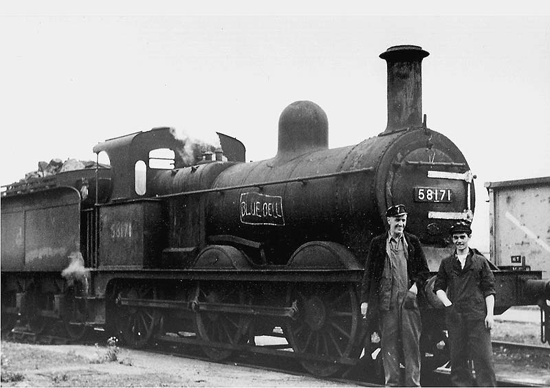 Ex-MR 0-6-0 1142 Class No 58171 is seen with an unknown crew ready to leave the shed for its next trip