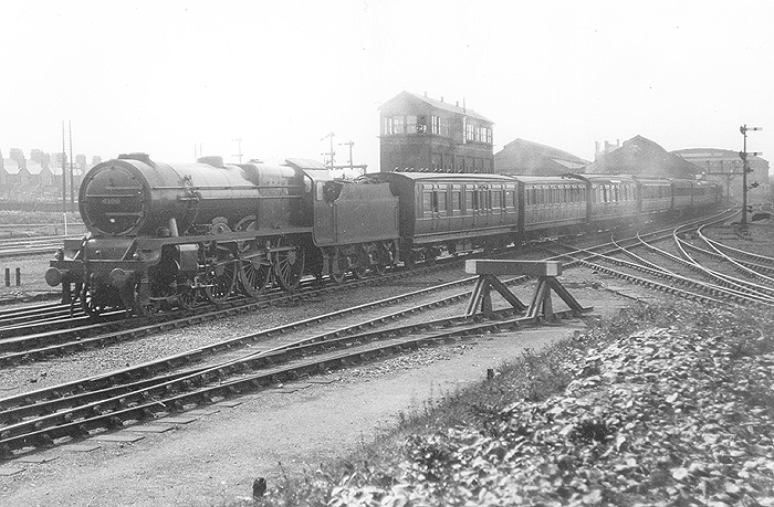 LMS 4-6-0 'Royal Scot' is seen fitted with an experimental design to move smoke away from the chimney