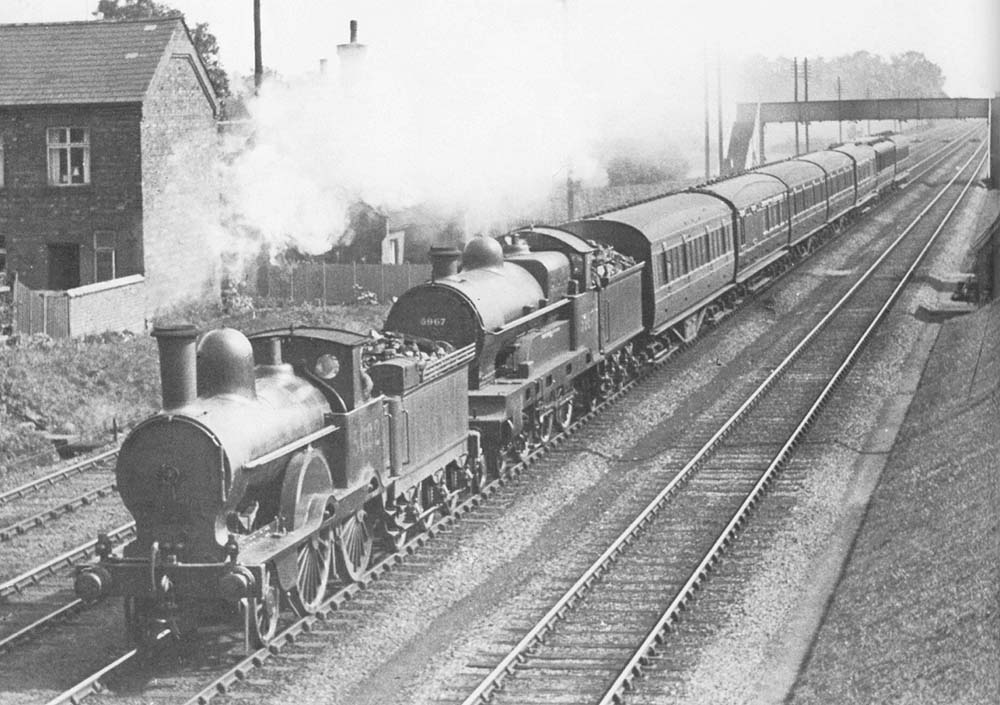 Ex-LNWR 1P 2-4-0 Precedent class No 5062 'Sirs Alexander Cockburn' doubleheads ex-LNWR 4-6-0 5XP Claughton class No 5967 'Lance Corporal JA Christie VC'