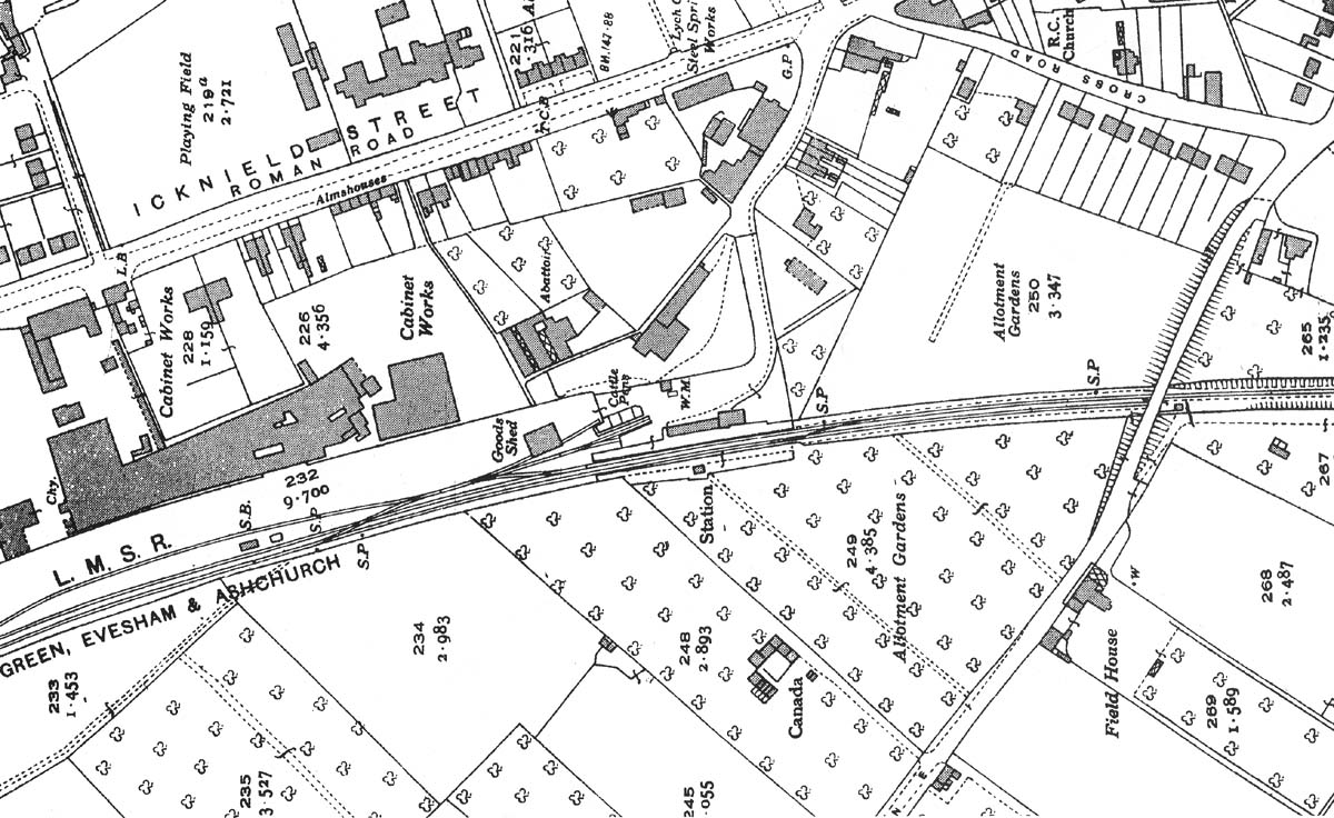 Alcester Station An Ordnance Survey map showing the juxtaposition of