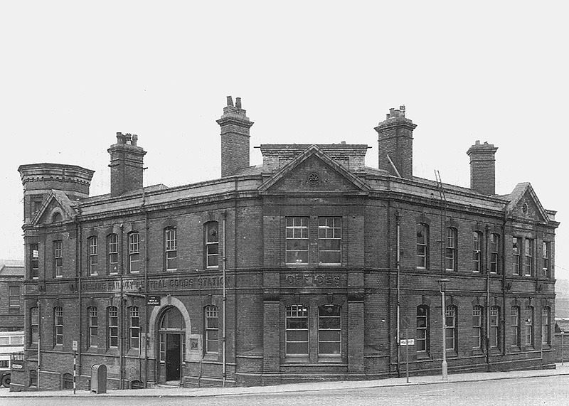 View of Central Goods Station's offices with Suffolk Street on the left and Holliday Street on the right