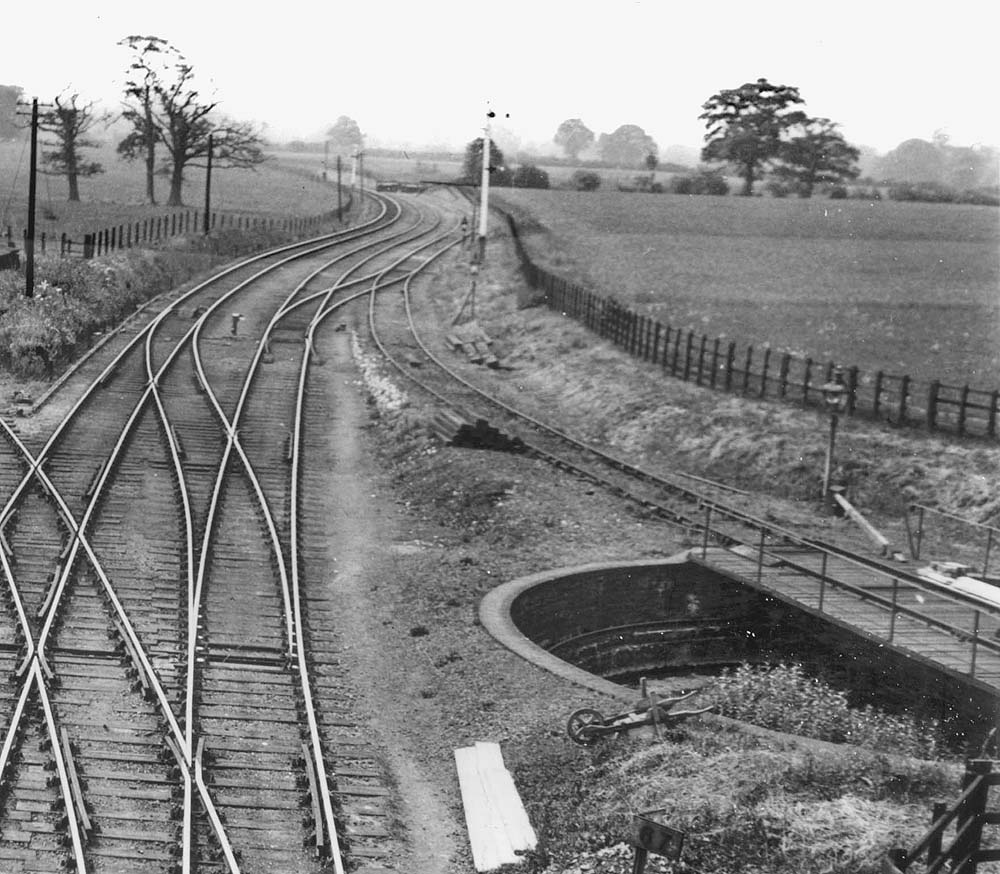 Close up showing the two long sidings that lay to the south of the junction and the disused turntable