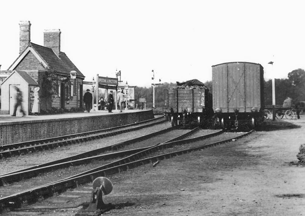 Close up of Broom Junction's two goods sidings located on the East side of the station with a coal merchant's horse drawn cart on the right