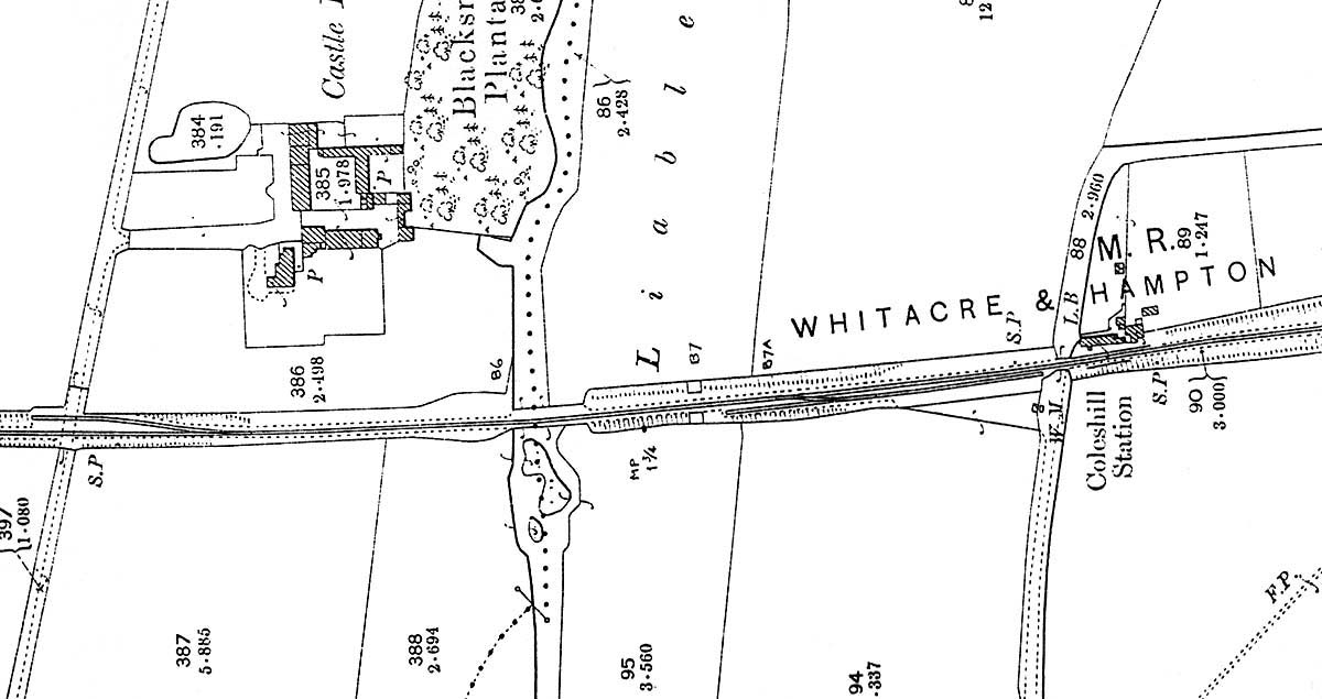 Ordnance Survey map showing Coleshill station on the right and Rollason & Sons private siding on the left