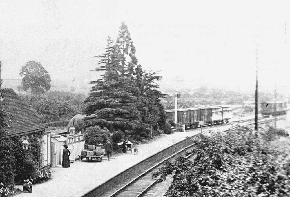 Close up showing greater detail of the platform and the various vehicles stabled in the goods siding