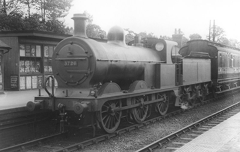 MR 0-6-0 No 3726 stands 'wrong road' in Kings Norton station's up platform at what is thought an empty stock working