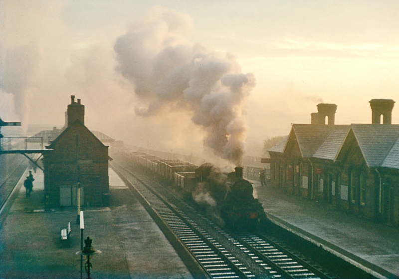 British Railways built Ivatt 2P 2-6-0 No 46442 passes through Kings Norton with a freight thought to be bound for Kings Norton Yard on a very cold and frosty day
