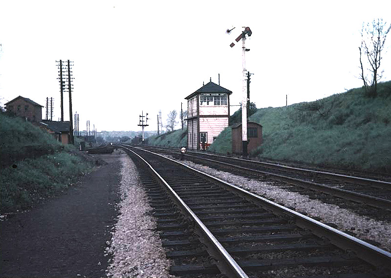 Looking towards Camp Hill and Birmingham with Lifford Station Junction signal box on the right