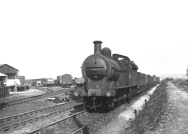Ex-MR 0-6-0 3F No 43812 is seen at the head of a westbound Class J mineral train on 7th March 1950