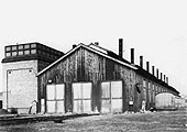 External view of Stockingford's now long closed shed showing the large water tank supported by brick walls