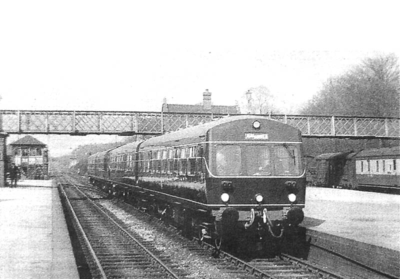 A Metropolitan Cammell Carriage & Wagon Company's DMU is seen being tested at Sutton Park in April 1956