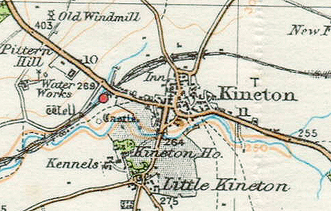 Ordance Survey map showing the location of the station to the villages of Kineton and Little Kineton