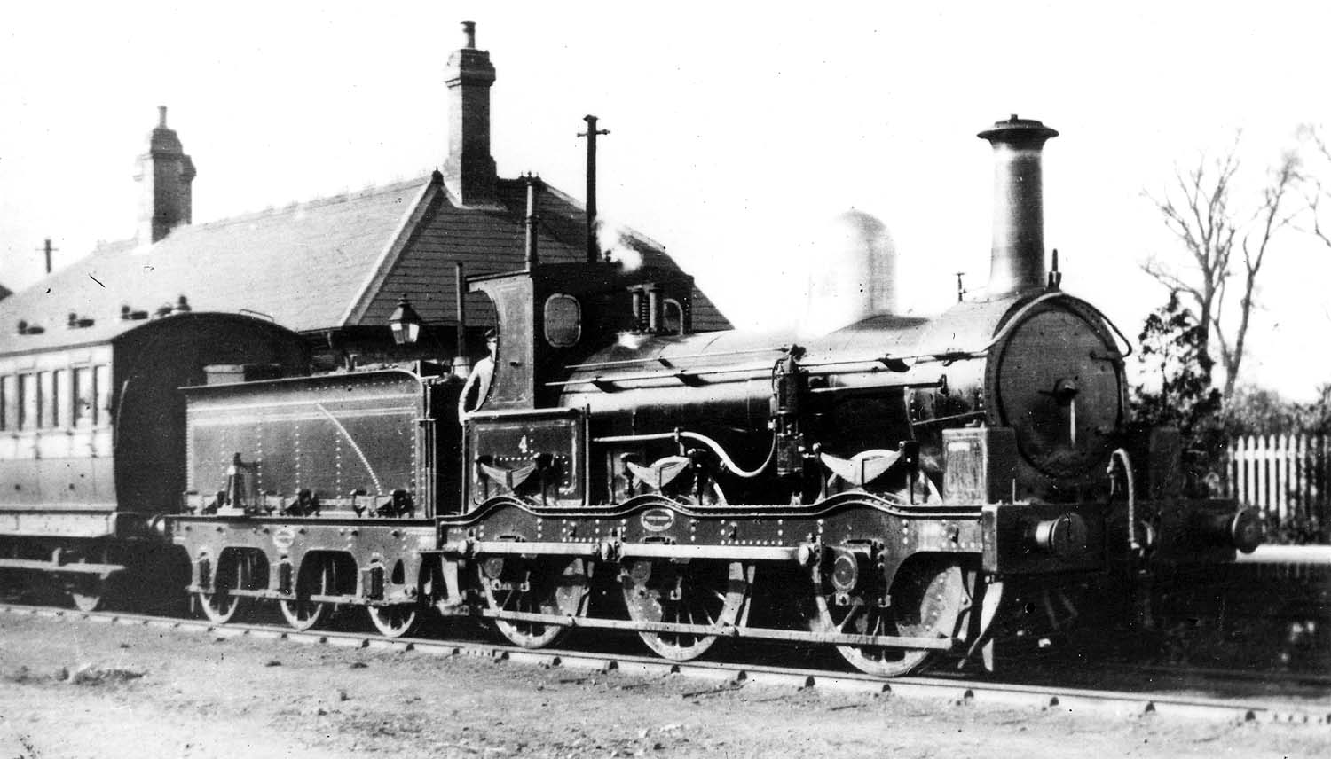 Ex-E&WJR 0-6-0 No 4 is seen at Stratford on Avon station whilst at the head of a short passenger service to Towcester