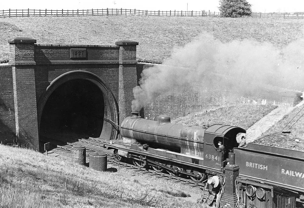 Ex-GCR 2-8-0 Class O4/3 No 63841 enters Catesby Tunnel working hard whilst at the head of a down goods train on 14th May 1949
