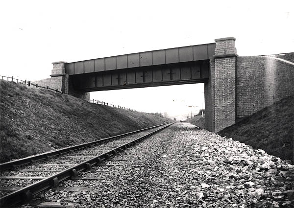 The completed plate girder bridge which carried the GC's London Extension over the LNWR's Leamington to Weedon branch line