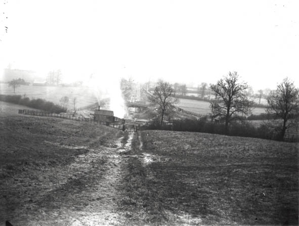 Looking north from the rising ground above Catesby tunnel's portal along the course of the GC's Main Line