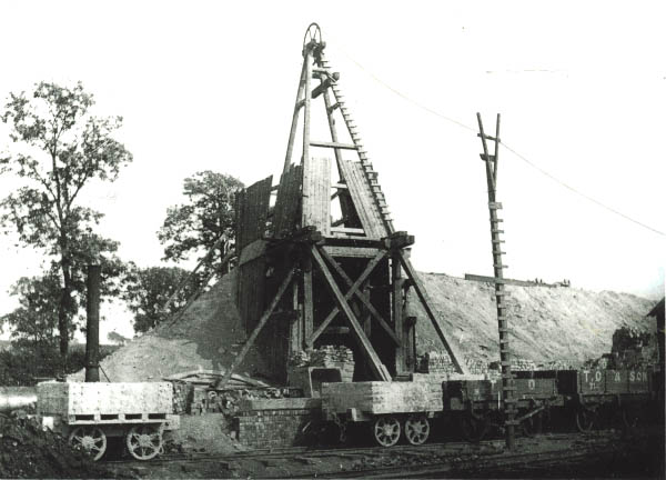 View of the timber head gear and winding cable for Pit Shaft No 7 
